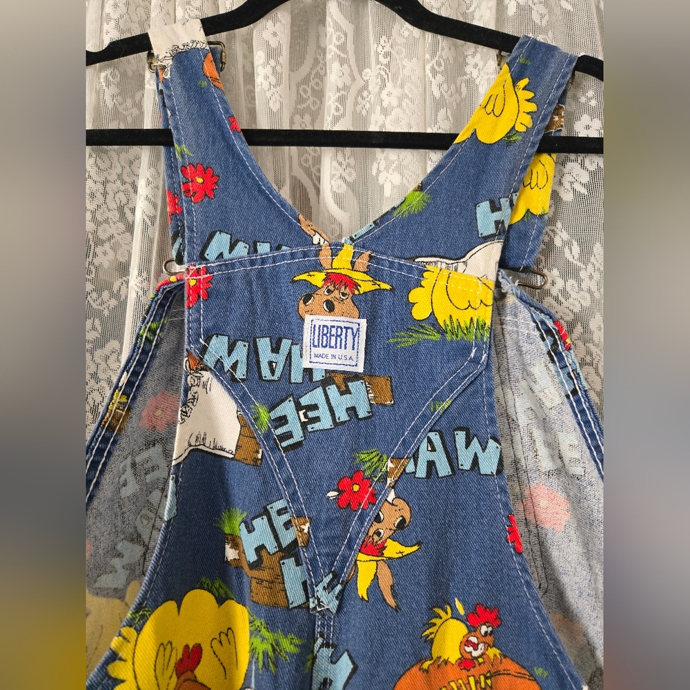 Vintage RARE 1970s Liberty "HEE HAW" Print Denim Overalls - Picture 13 of 15